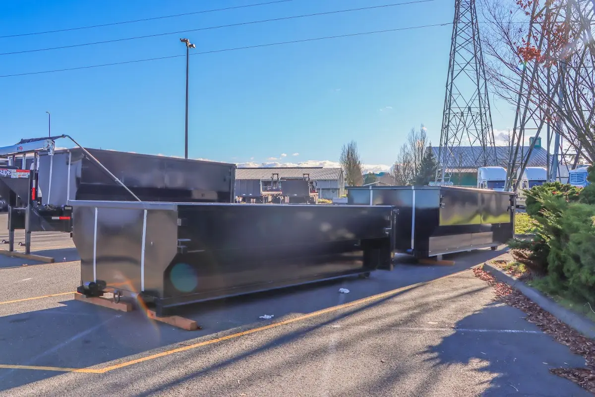 Roll-off dumpster ready for waste disposal at job site for 4 Yard Dumpster Rental in Plainfield
